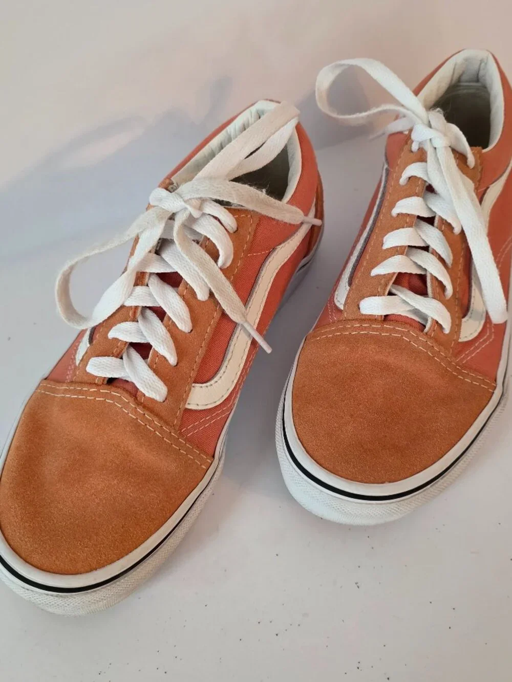 Vans Old Skool Low Top, Orange Canvas & Suede Youth Sneakers, Size 4.5